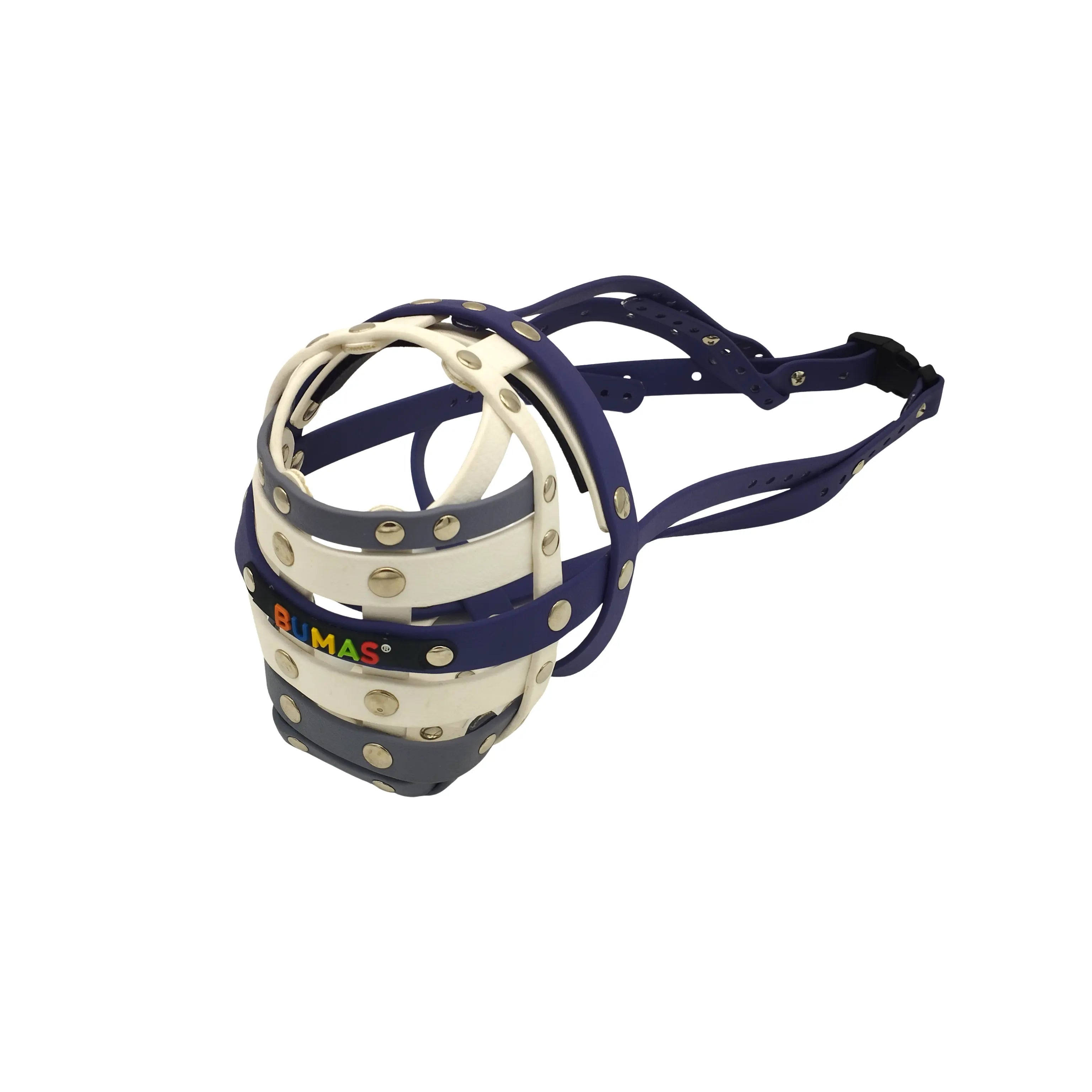 BUMAS Maulkorb Violett-weiss-weiss