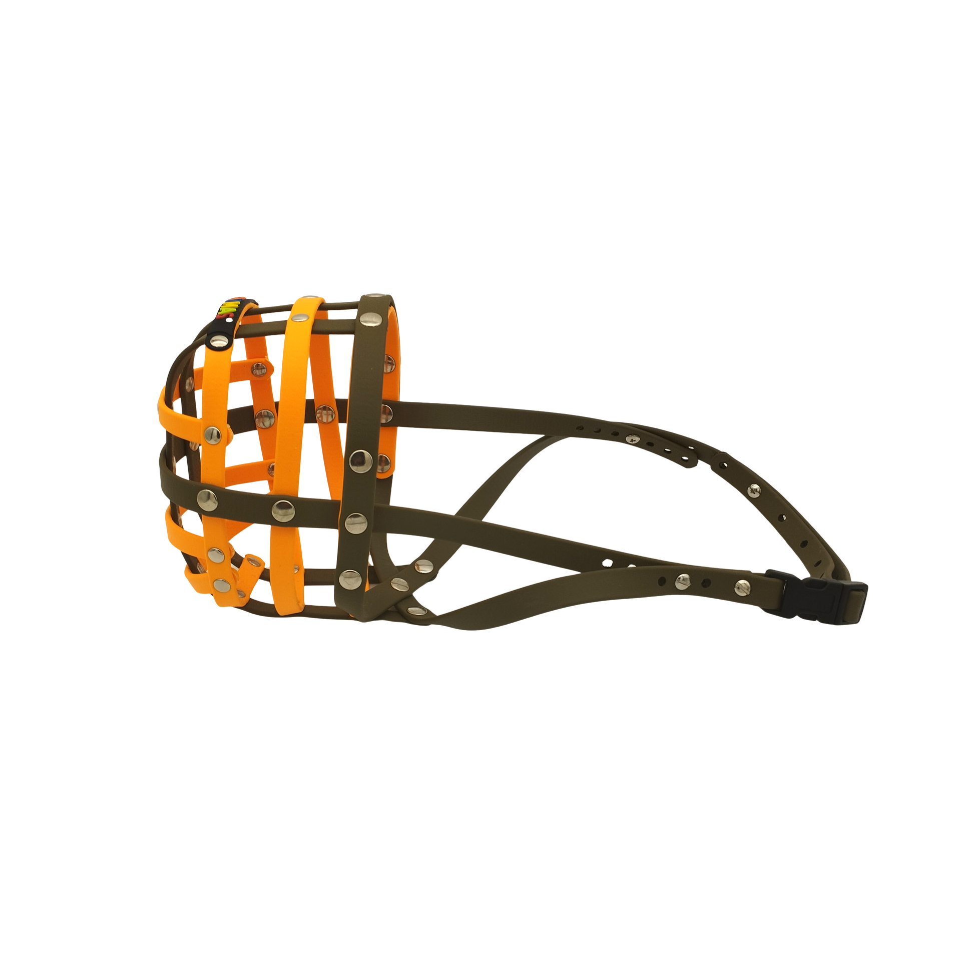 BUMAS Maulkorb olivgrün-mandarine-olivgrün