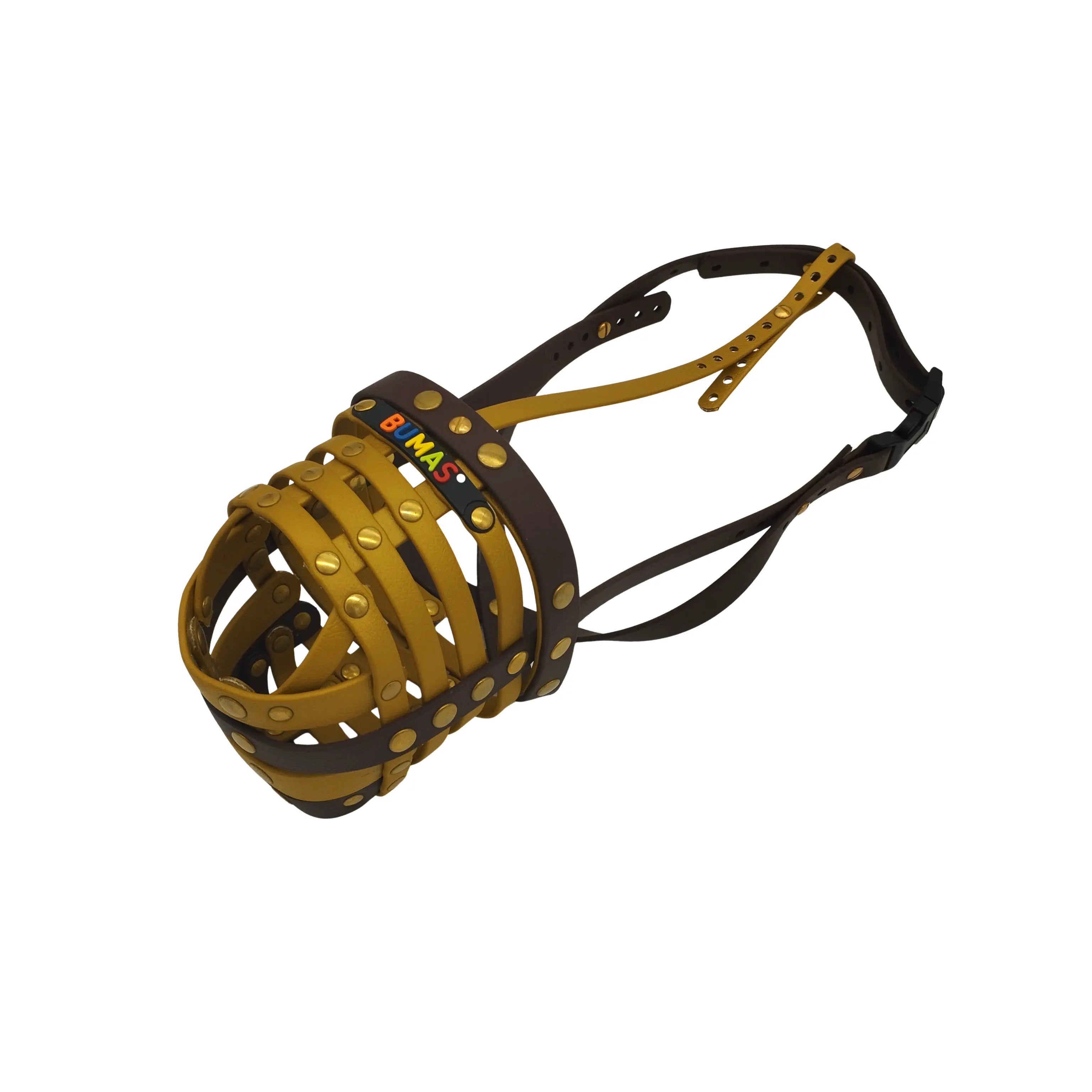 BUMAS Maulkorb braun-gold-gold