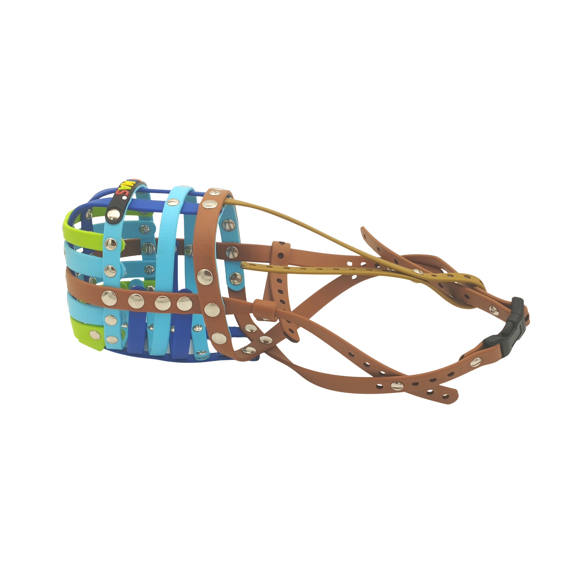 BUMAS Maulkorb hellbraun-himmelblau-blau