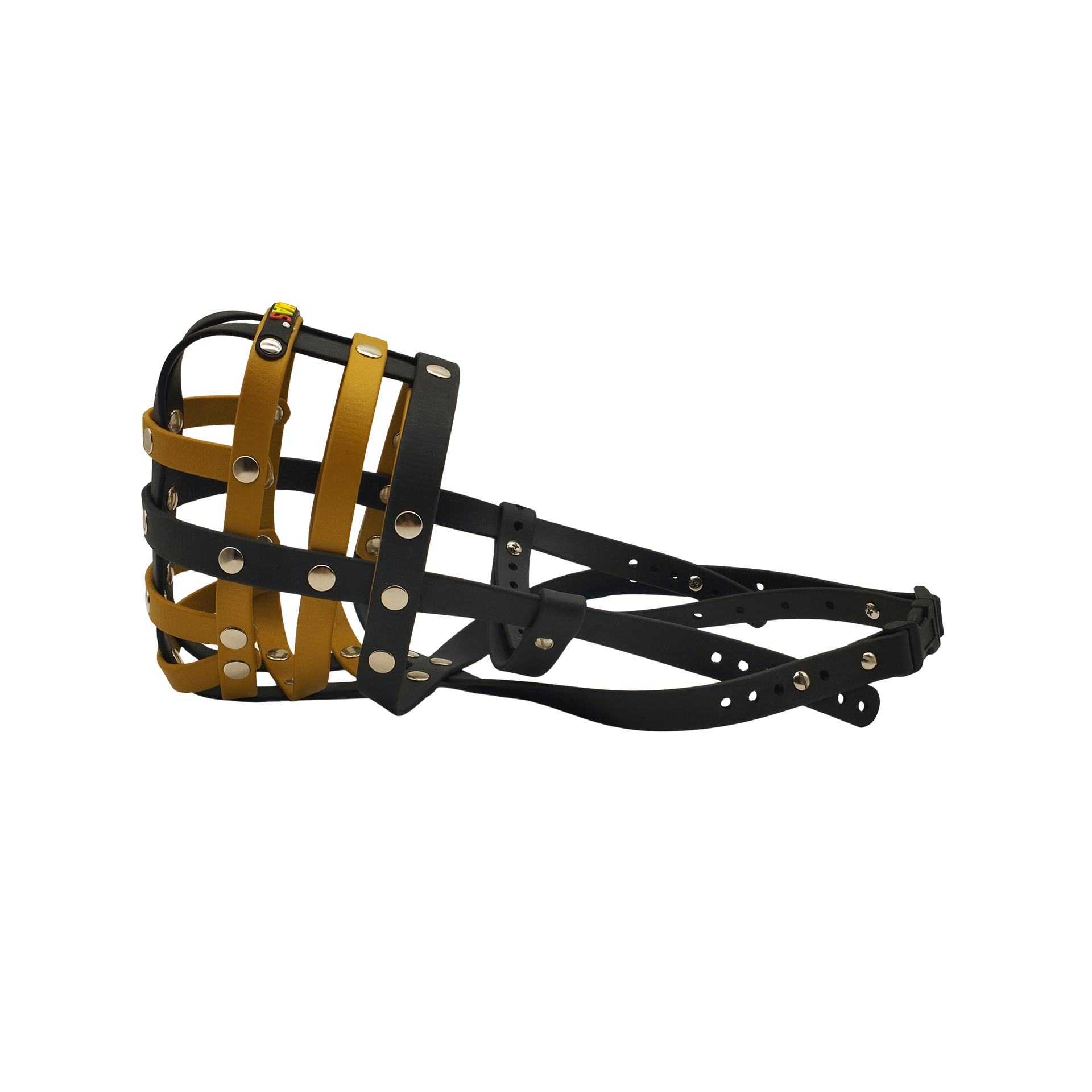 BUMAS Maulkorb schwarz-gold-schwarz
