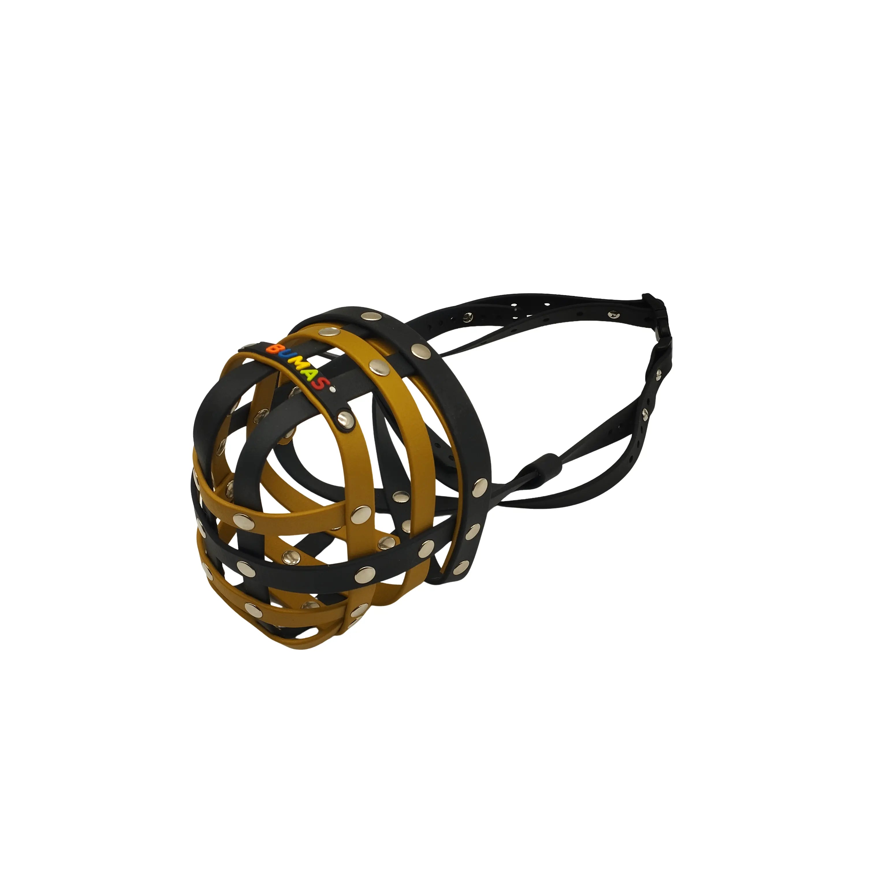 BUMAS Maulkorb schwarz-gold-schwarz