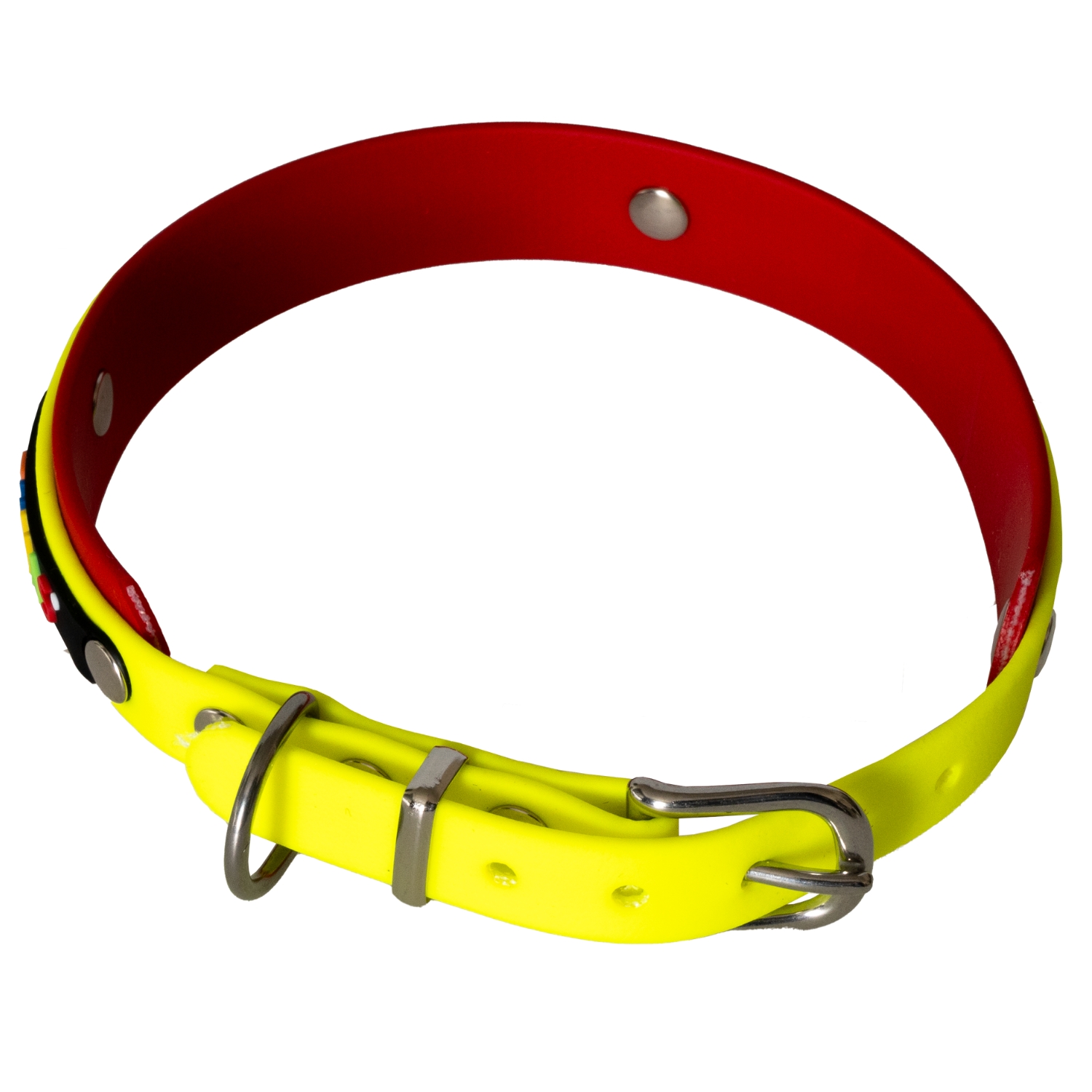 BUMAS Elements Halsband aus Biothane Farbe Neon Gelb & Rot