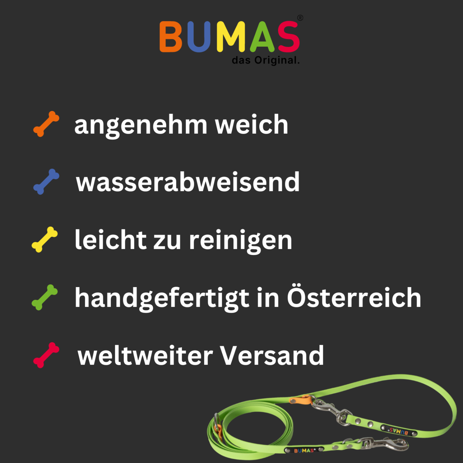 BUMAS Biothane Schleppleine Neon Gelb - 5m