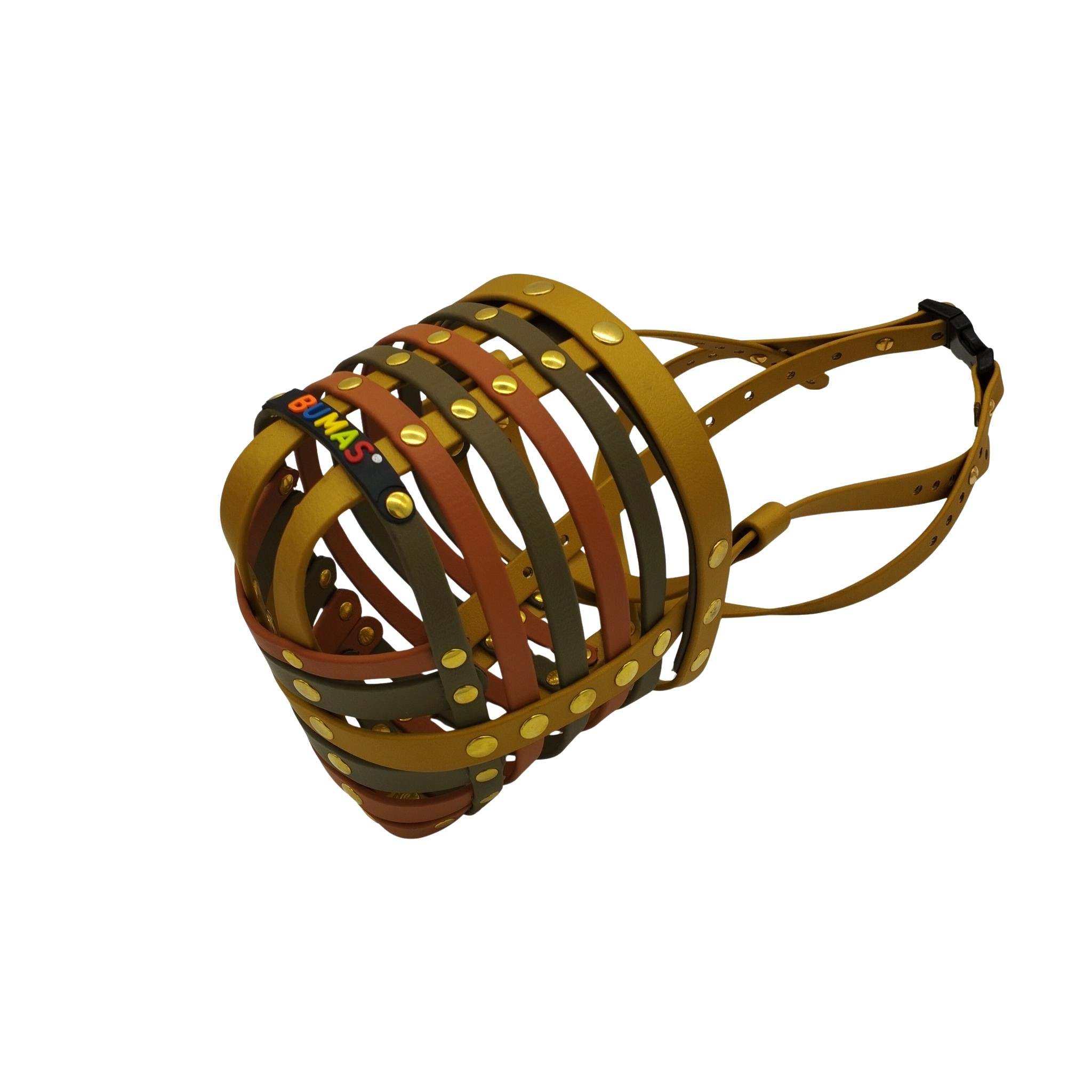 BUMAS Maulkorb Gold-Olivgrün-Gold