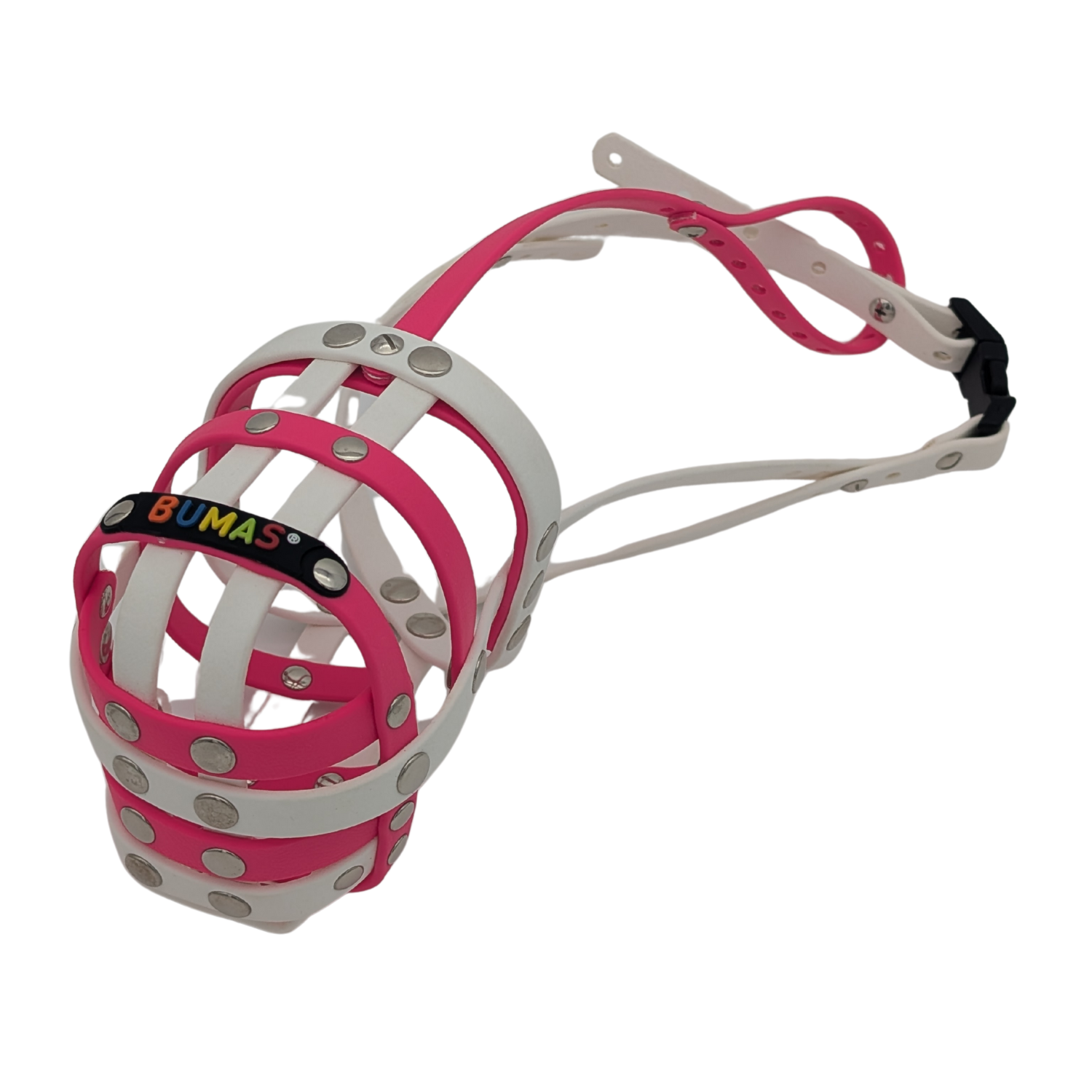 BUMAS Maulkorb Weiß - Magenta - Weiß