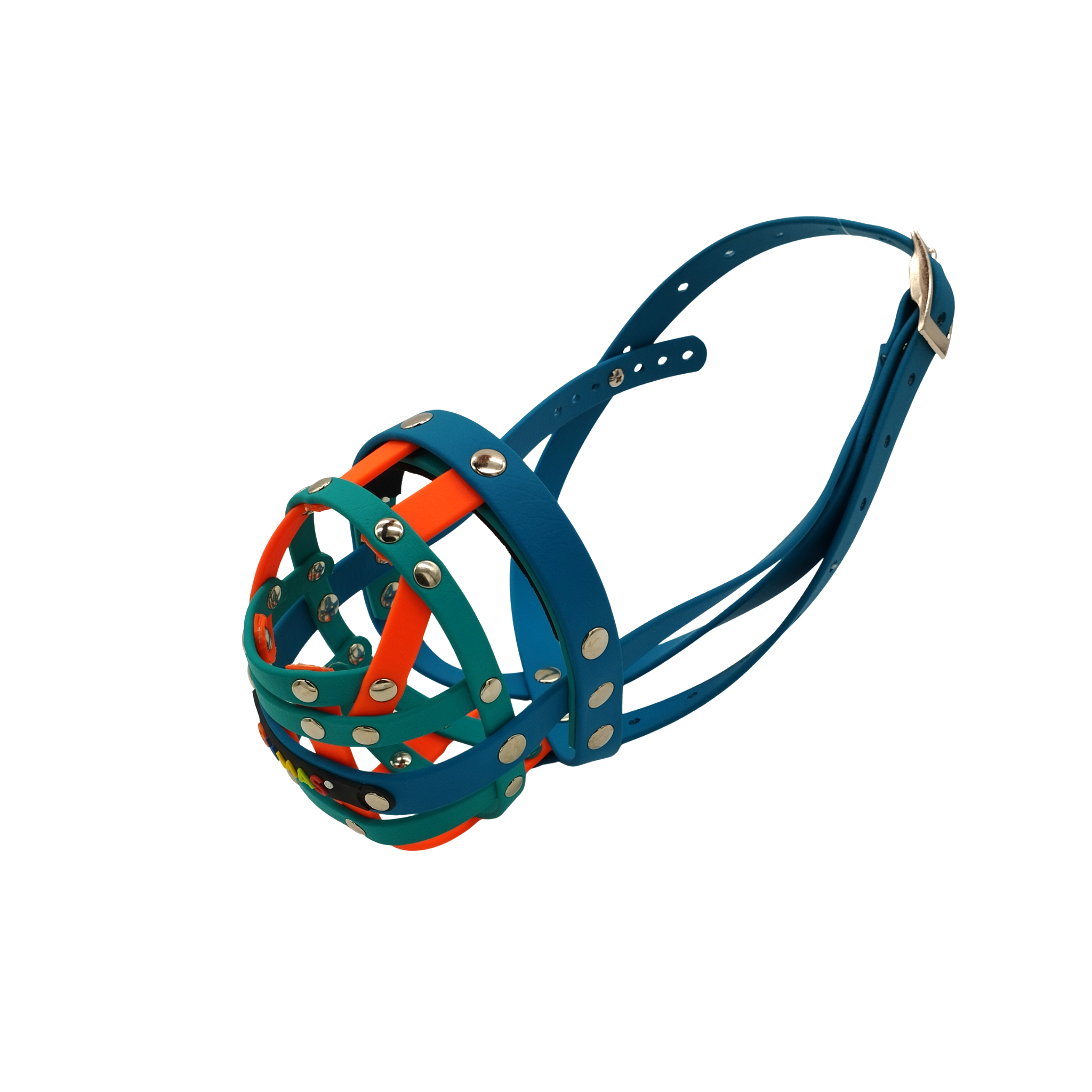 BUMAS Maulkorb Petrol - Türkis - Neon Orange