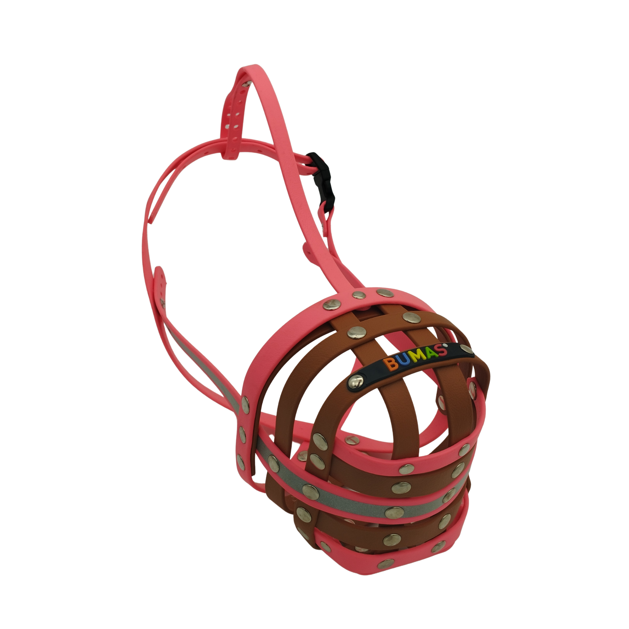 BUMAS Maulkorb Neon Pink-Hellbraun-Hellbraun