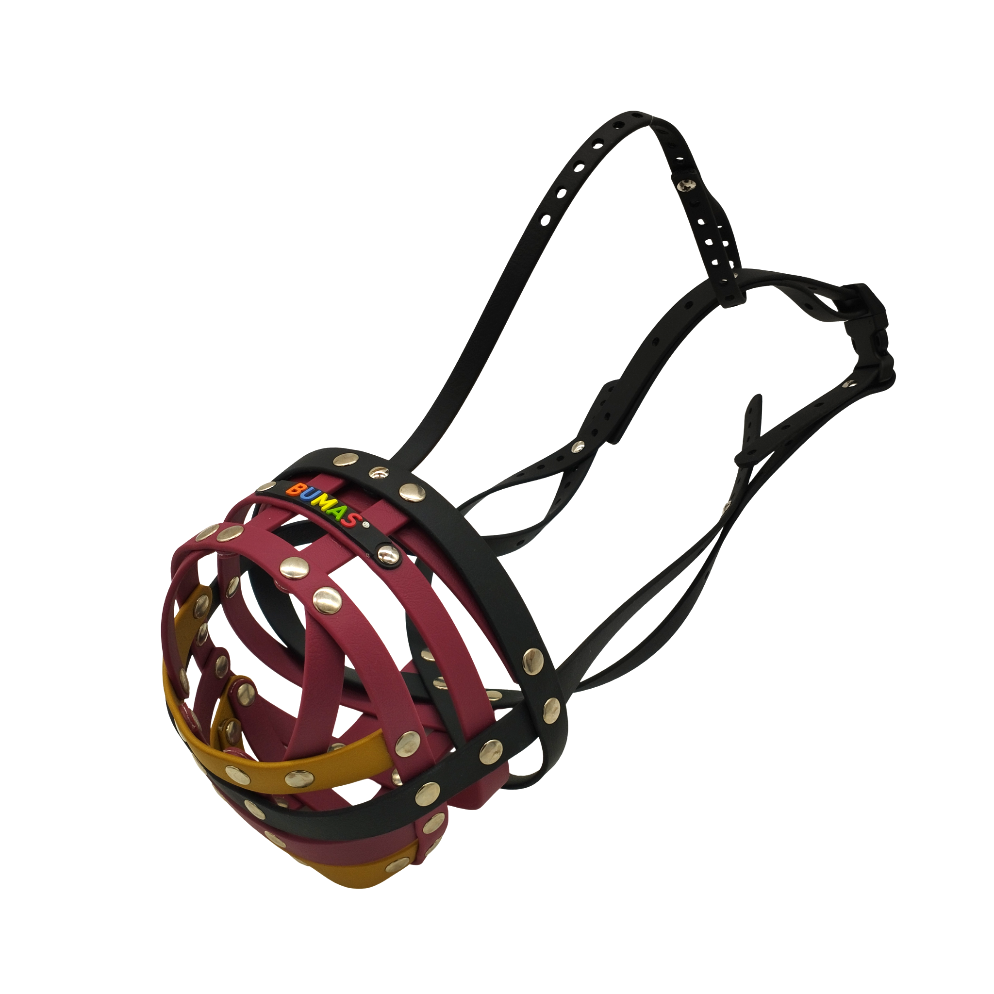 BUMAS Maulkorb Schwarz-Weinrot- Weinrot