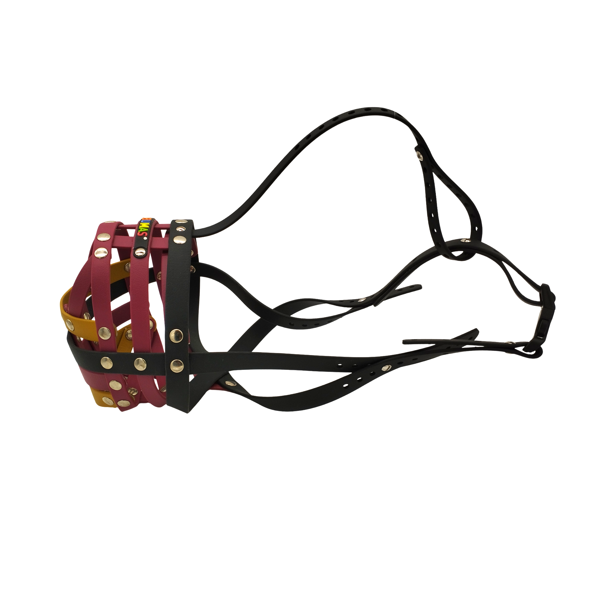 BUMAS Maulkorb Schwarz-Weinrot- Weinrot