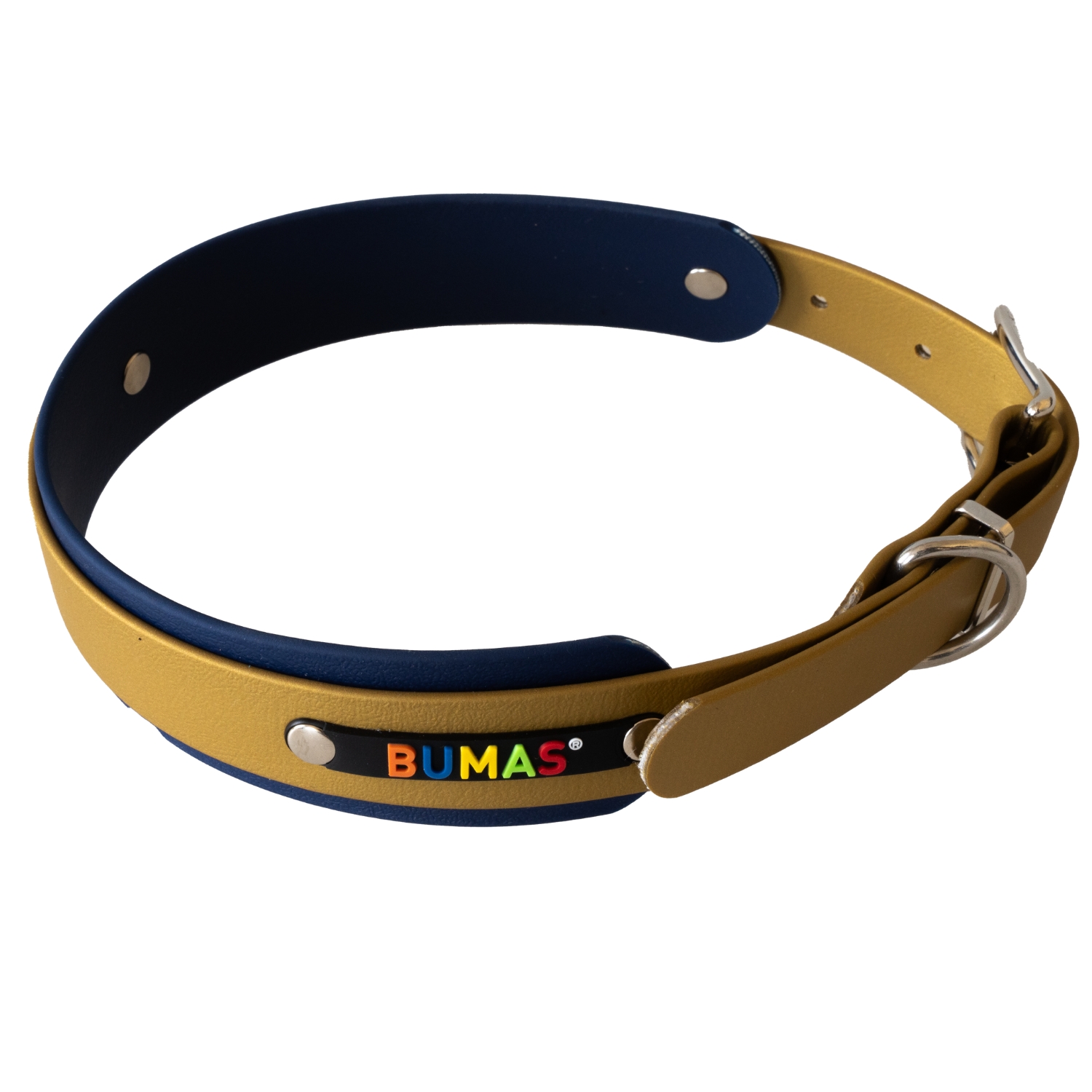 BUMAS Elements Halsband aus Biothane Farbe Gold & Navy