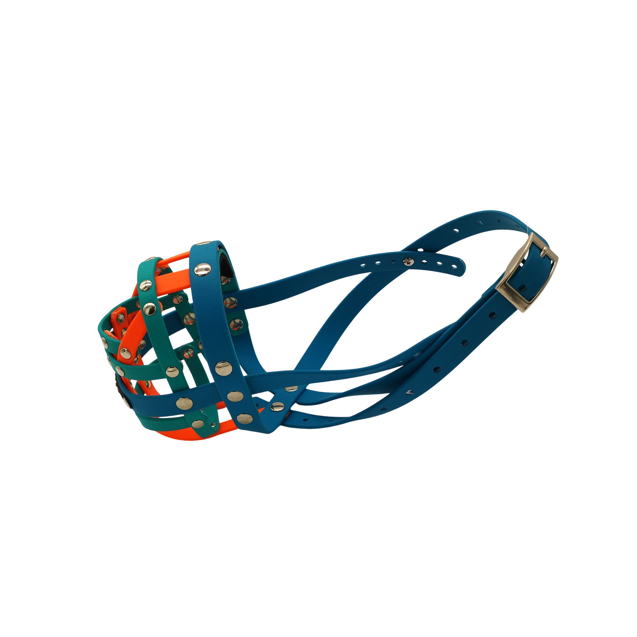 BUMAS Maulkorb Petrol - Türkis - Neon Orange