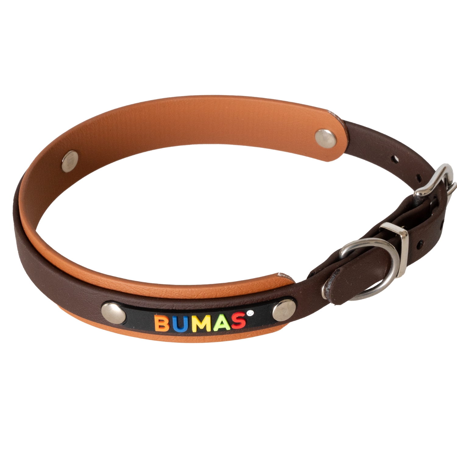 BUMAS Elements Halsband aus Biothane Farbe Braun & Hellbraun