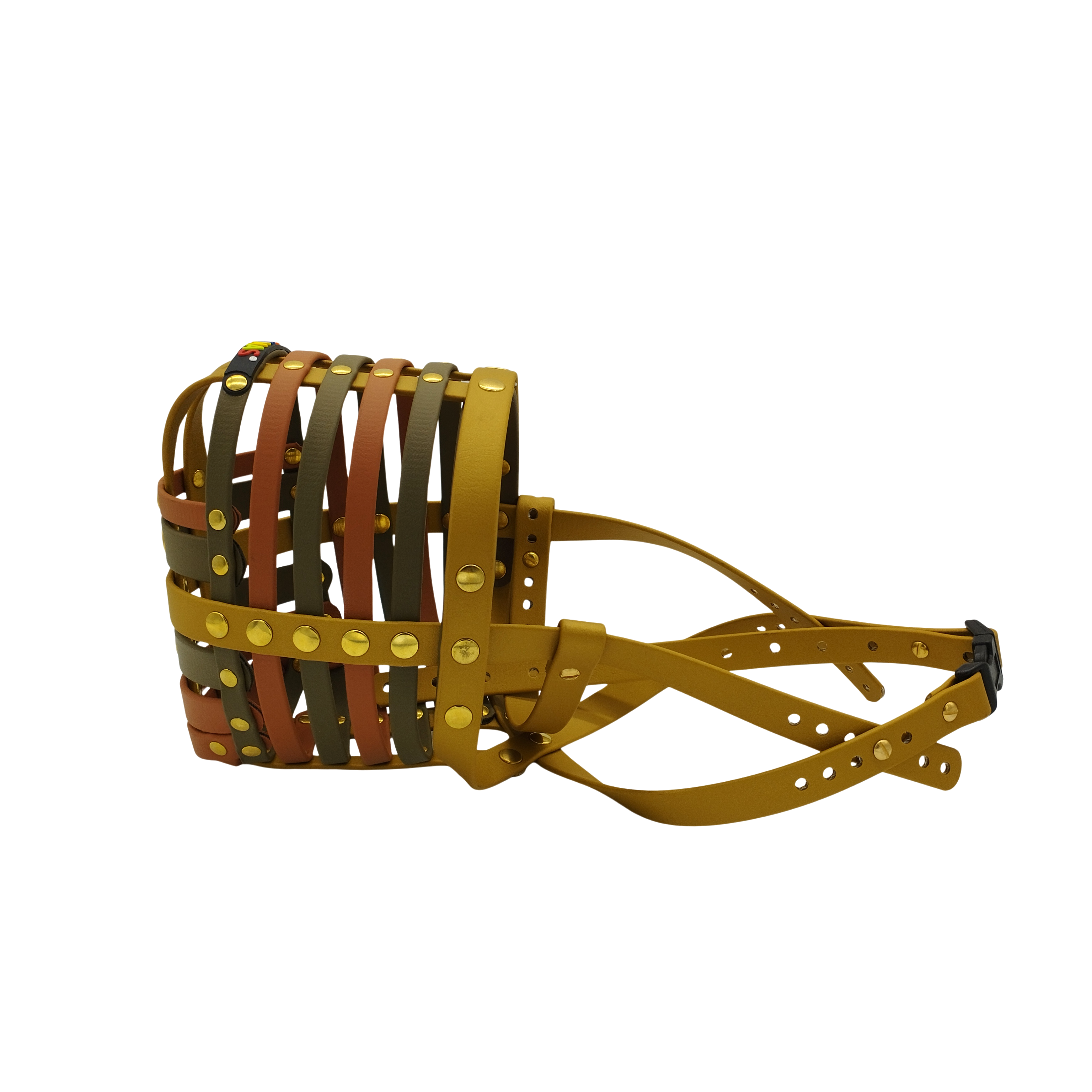 BUMAS Maulkorb Gold-Olivgrün-Gold