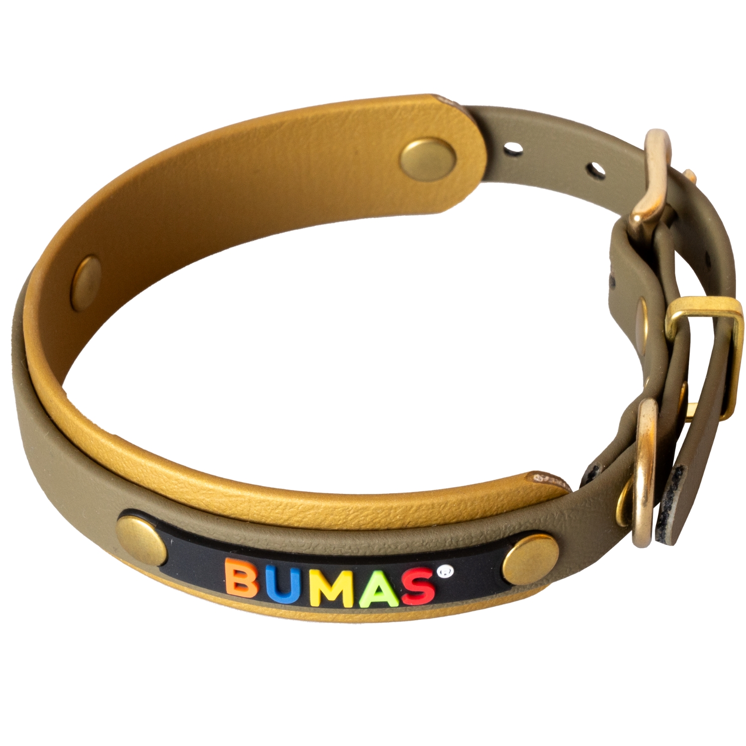 BUMAS Elements Halsband aus Biothane Farbe Gold & Olive
