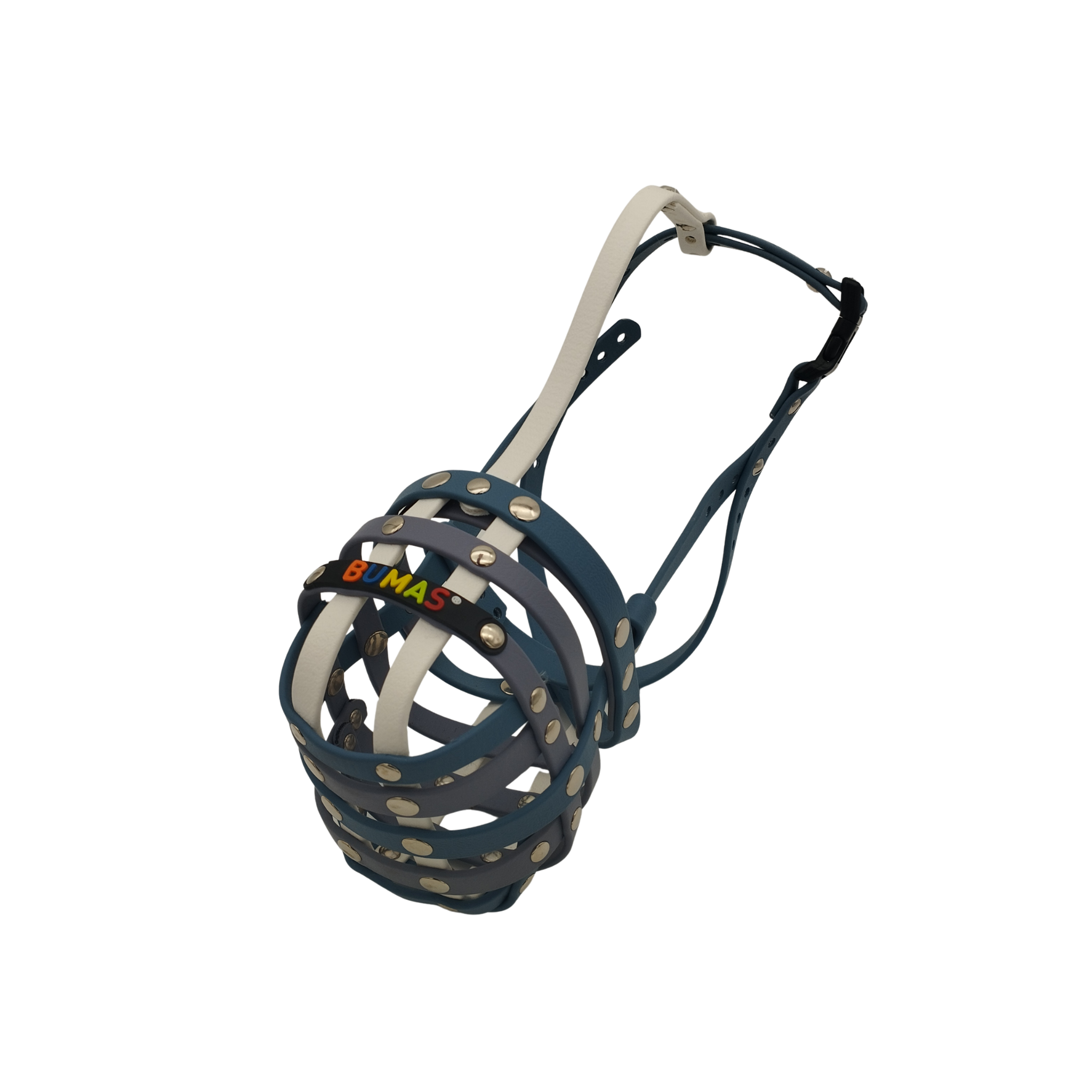 BUMAS Maulkorb Grau-Ocean-Weiss