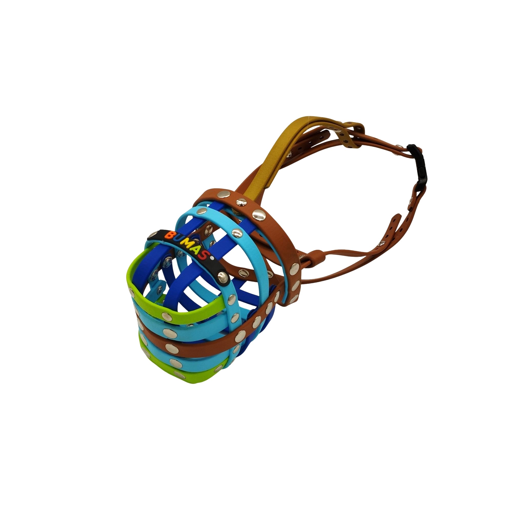 BUMAS Maulkorb Hellbraun-Himmelblau-Blau
