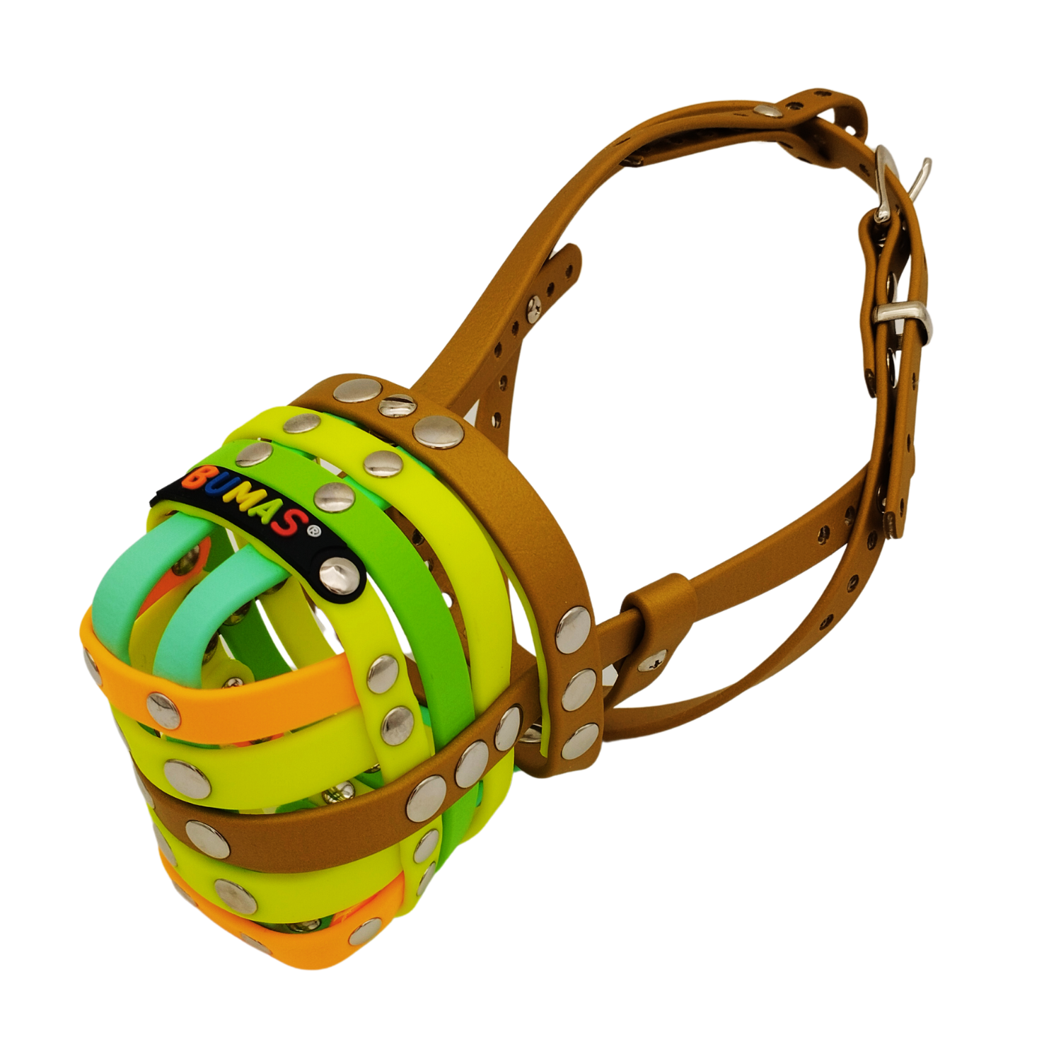 BUMAS Maulkorb Gold - Neon Gelb - Karibikgrün