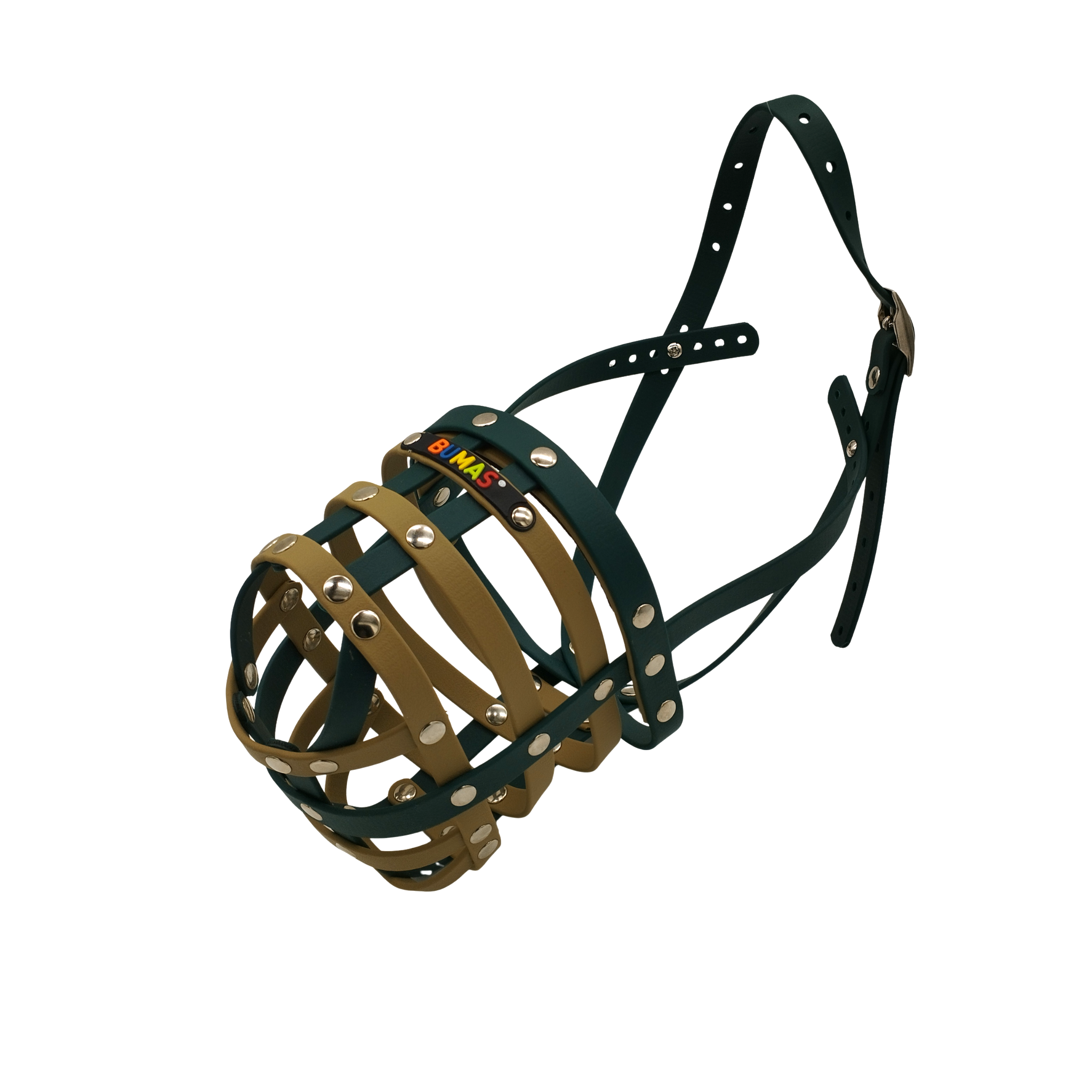 BUMAS Maulkorb Dunkelgrün - Beige - Dunkelgrün