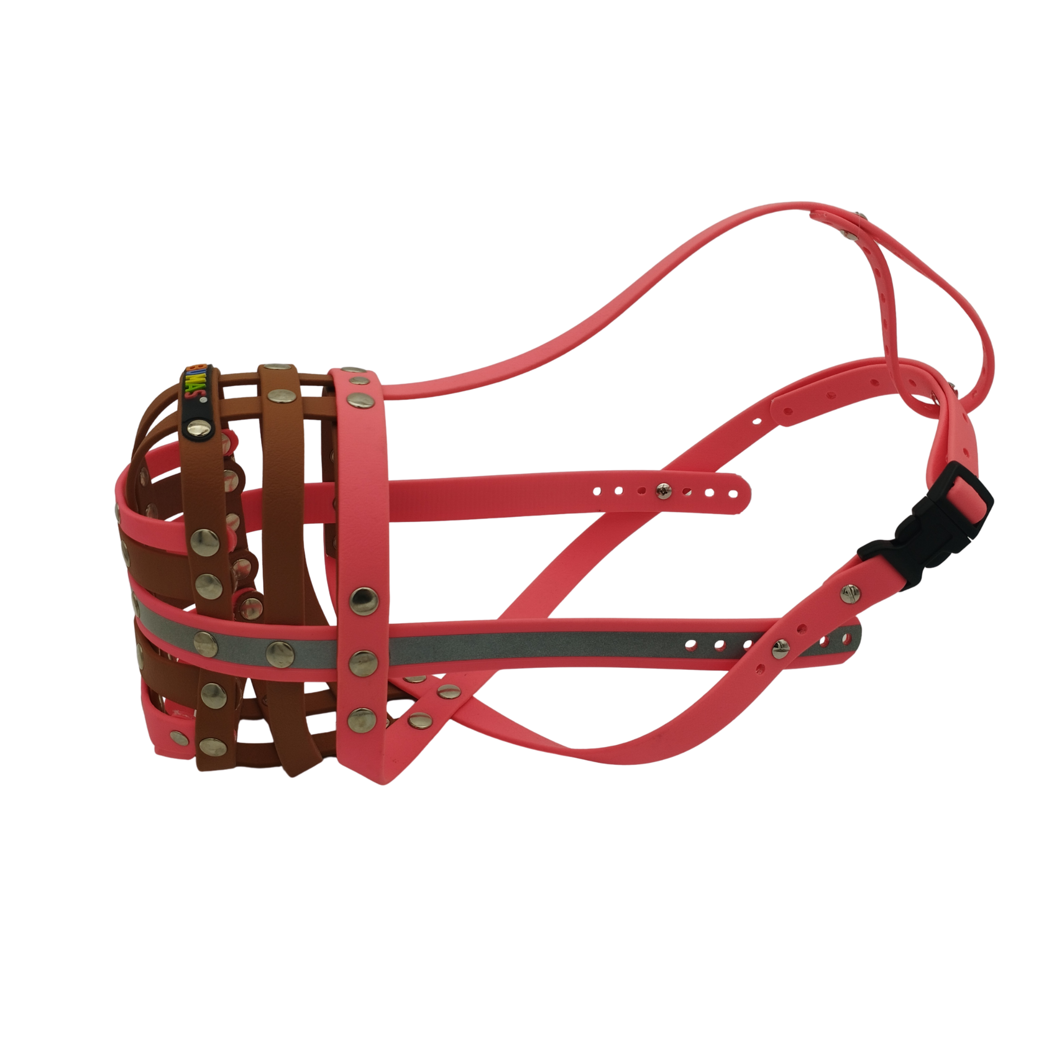 BUMAS Maulkorb Neon Pink-Hellbraun-Hellbraun